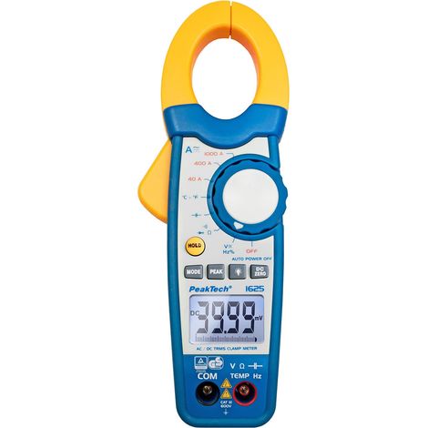 Peaktech 1625 – Pinza Ac/Dc 1000A, Multimetro Digitale, Pinze Amperometriche, Tüv/Gs, 4000 Conteggi, Voltmetro senza Contatto, Amperometro, Tester di Continuità - Max 600 V (1/4)