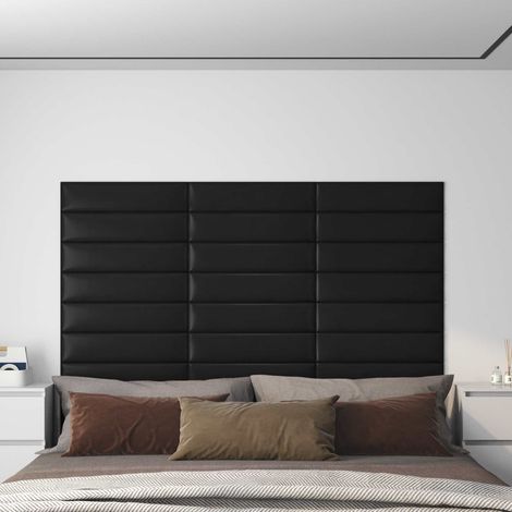 vidaXL  Wall Headboard  12 pcs Black 60 x 15 cm Fabric