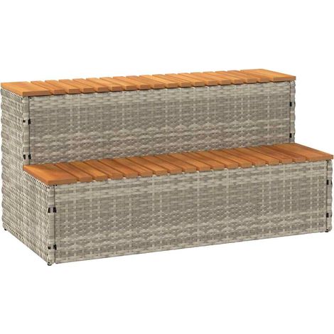 Whirlpool-Stufen Hellgrau 100x50x50,5 cm Poly-Rattan und Akazie (1/5)