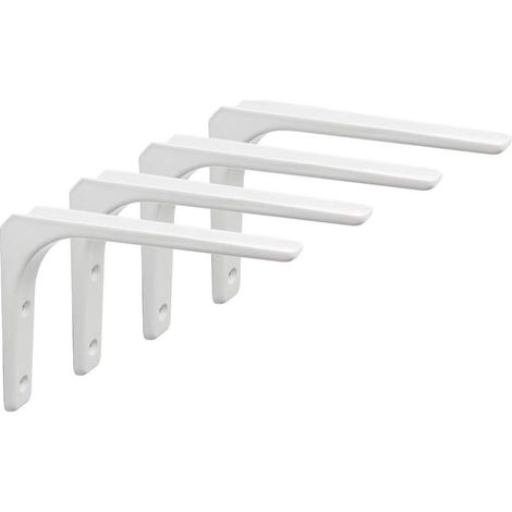 Equerre Etagere Murale, 4PCS Equerre Metal 200mm x 150mm Equerre Charge Lourde Support Etagere Murale Pour Deco Murale Cuisine Industrielle radiateur Montage Mural (Blanc) (1/5)
