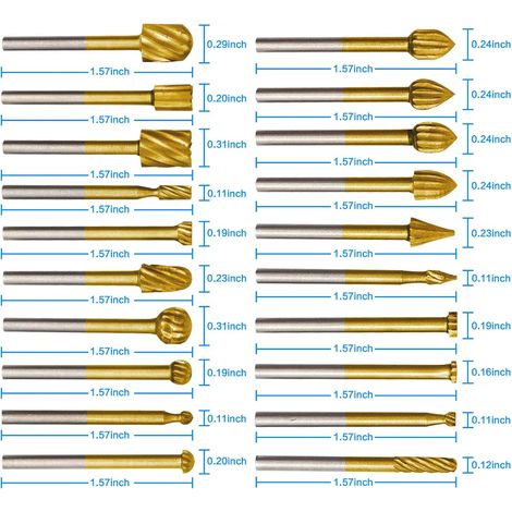 Set di 20 punte per fresatrice rotativa da 1/8 di pollice per intaglio, incisione e foratura del legno - ALTRO (1/4)