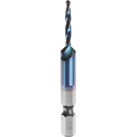 Foret et Taraud Combinés M3 x 0,5 Filetage 1/4" Tige Hex HSS 4341 (1/5)