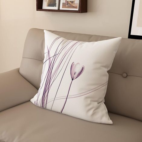 Housse de coussin carrée pour canapé de salon, style minimaliste moderne, imprimée numériquement, motif floral exquis (50 x 50 cm, 03024) (1/5)