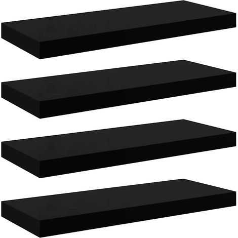 Étagère murale flottante 4 pcs Noir brillant 60x23,5x3,8 cm MDF (1/5)
