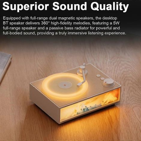 Lecteur de disques vinyle de bureau sans fil Bluetooth avec diffuseur d'arômes, veilleuse LED et huile essentielle de 10 ml pour Yunzii (1/5)