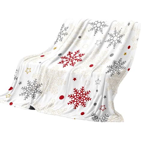 Plaid De Noël - Motif Flocon De Neige - 130 x 150 cm - Polyester - Pour Décoration Festive Et Chaleur Confortable - 1 Pièce (1/5)