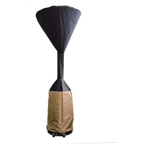 Duurzame en waterbestendige hoes voor staande terrasverwarmer met ronde koepel van 86 cm en vierkante voet van 47 cm, zwart/camel (241 cm hoog). (1/5)