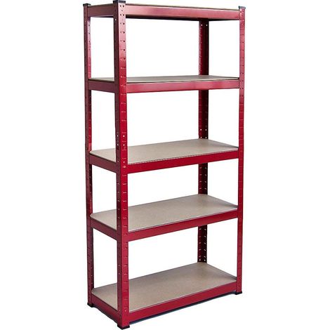 Étagère de Garage Shelving Unit 5 Niveaux – Rouge, H: 1500mm, L: 700mm, Capacité 875kg, Rangement Robuste Maison/Atelier (1/5)