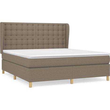 Maison Exclusive - Sommier à lattes de lit avec matelas Taupe 160x200 cm Tissu (1/5)