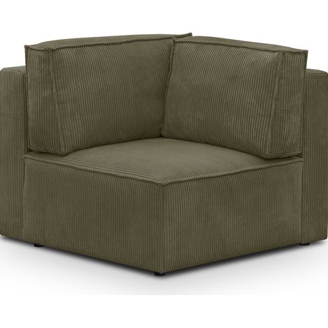 Module d'angle à droite en velours côtelé vert kaki - Harper Mod (1/4)