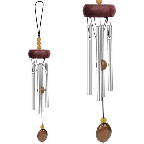 Carillon à Vent - - Tube en Aluminium - Bois Massif - 27 cm - Son Apaisant (1/3)