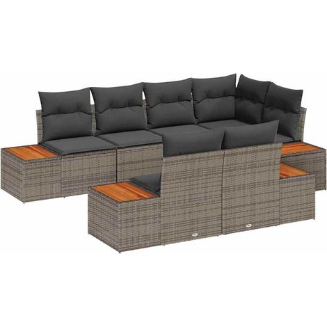 Maison Exclusive - Set Divano da Giardino con cuscino 7 pcs Grigio Polyrattan