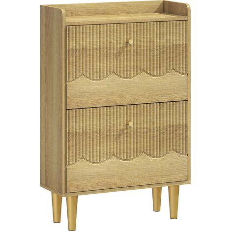 Meuble à Chaussures Pfarrbach Rangement Élégant Entrée Étroit Chêne Doré 60x24x92 cm