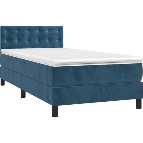 vidaXL Giroletto a Molle con Materasso Blu Scuro 90x190 cm in Velluto