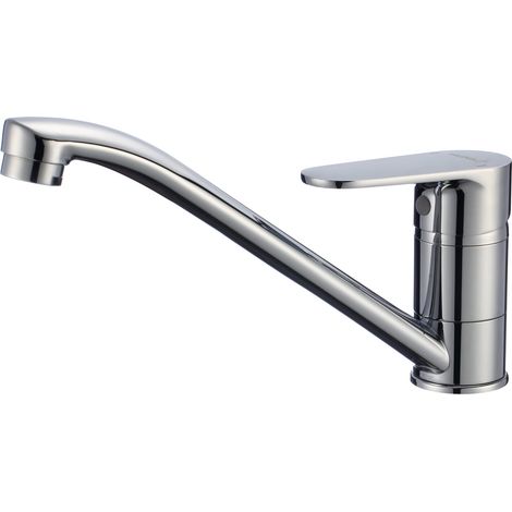 Saniverre – Robinet mitigeur de cuisine à bec long orientable – Finition chrome premium – Poignée métallique – Montage monotrou standard – Norme EN 817 (1/3)