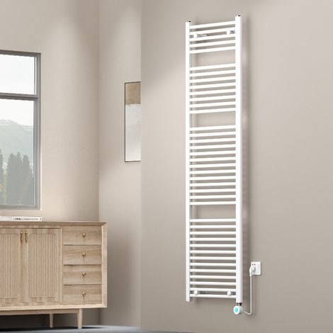 Termoarredo Scaldasalviette Elettrico 180x50 Cm 900W Bianco Termostato Digitale Warm