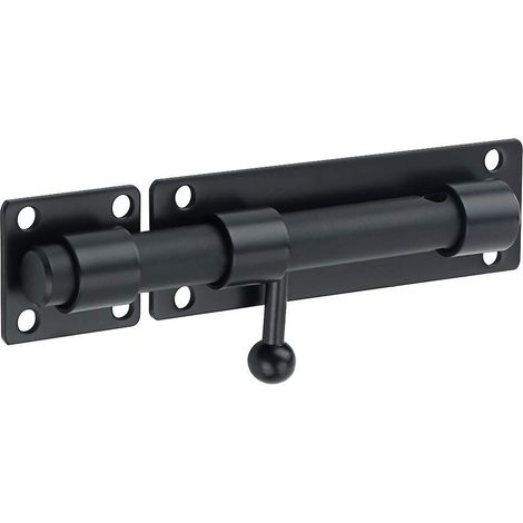 2023 - Verrou de porte extérieur à barillet coulissant avec trou pour cadenas, acier inoxydable mat (1/2)