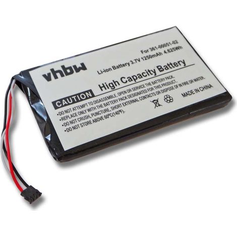 vhbw Battery compatible with Garmin Nüvi 2660, 2669LMT, 2460LMT, 2669, 2660LMT GPS Navigation System Sat Nav (1250mAh, 3.7 V, Li-ion)