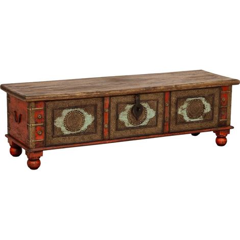 Baúl de madera artesanal rojo 150x45x46h cm
