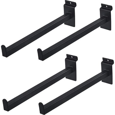 4pcs Black Slatwall Droit Square Faceout Crochet, Metal Slat Wall Faceout, Supports d'étagère Slatwall Tube carré, Supports d'étagère Slat mur lourd, Crochets de mur Slat lourd (1/5)
