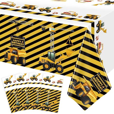 Bau-Tischdecken 4er-Pack, Kunststoff, wasserdicht, 130x220 cm, Kindergeburtstag