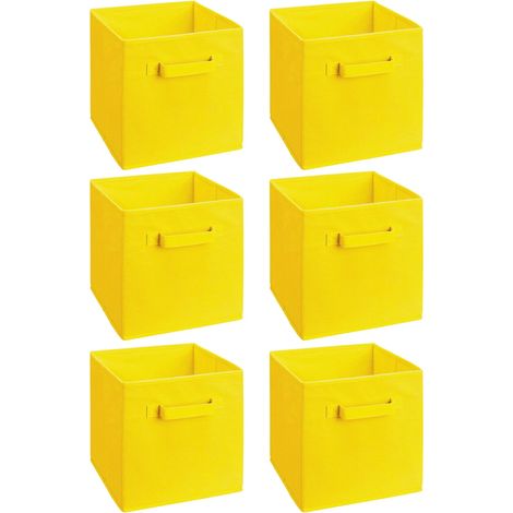 AINPECCA 6PCS Foldable Storage Boxes Square Collapsible Box Fabric Cubes Canvas Storage (6PCS, YELLOW)