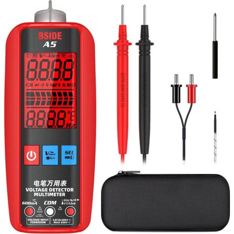 Digitales Multimeter: 3-Punkt-Tester, vielfältige Messmöglichkeiten (Strom, Temperatur, Ohm, Diode, Hz, Spannung)