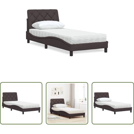 vidaXL Matelas en mousse - Lit avec matelas marron foncé 90x200 cm tissu (1/5)