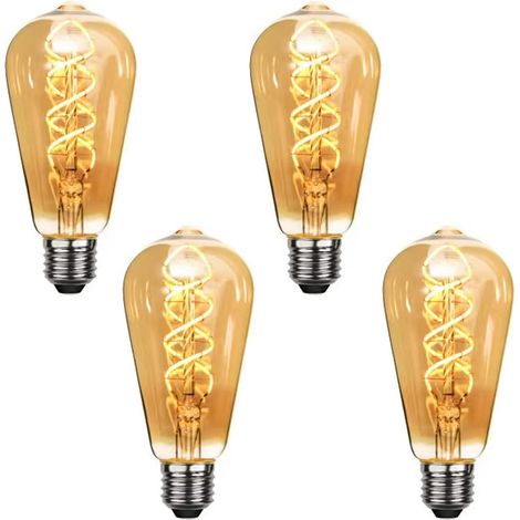 Ampoule LED ST64 E27 Filament Ampoule LED Vintage 6W Dimmable Blanc Chaud 2700K Ampoule Edison Vintage Idéale pour la Nostalgie et l'Eclairage Rétro de la Maison Cafétéria Bar 4 pièces (1/5)