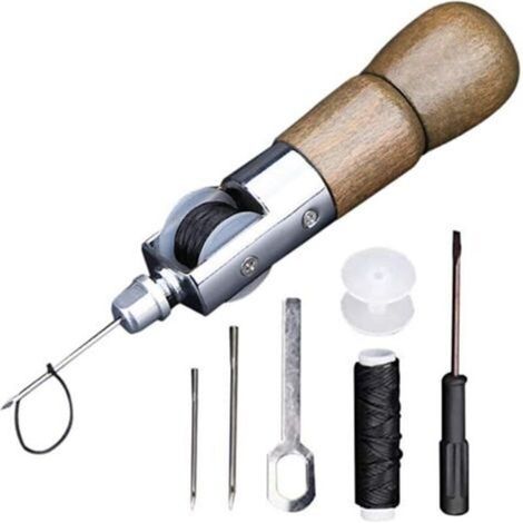 7Pcs/Set Leather Sewing Tools DIY Leather Hand Stitching Tool Kit for Sewing Leather and Canvas (173mm) (1/5)