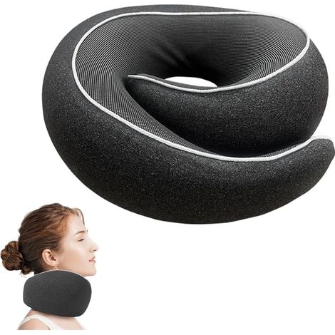 Oreiller de voyage pour avion, coussin cervical et rouleau cervical, oreiller de voyage en mousse à mémoire de forme avec soutien à 360° pour avion, voiture et maison (1/5)