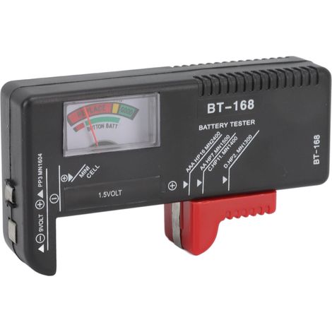 Testeur de piles haute précision, format portable, utilisation facile, gain de temps, compatible avec les piles AA, AAA, DC, 9 V et 1,5 V (piles boutons).