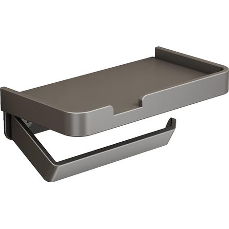 Toilettenpapierhalter, Toilettenpapierhalter aus Aluminium, wandmontierter Toilettenpapierhalter, Toilettenpapierrollenhalter mit Ablage, geeignet für Badezimmer und Küchen, grau.