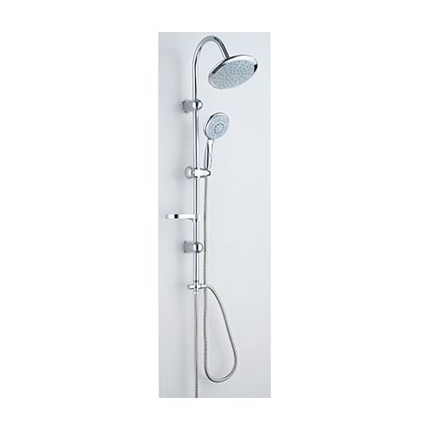 SALISCENDI SOFFIONE + DOCCETTA 5 GETTI EDERA EFFE  ACCIAIO INOX TUBO MM 22 + FLEX CM 150 + D.MM 82