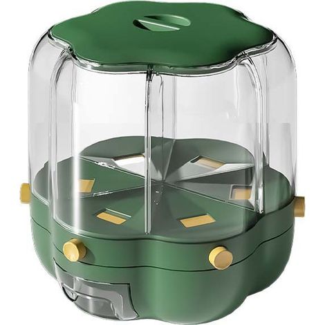 Boîte de Rangement Tournante pour Aliments - Réservoir à Grains 6.5kg, Qualité Alimentaire, Rangement pour Riz et Légumineuses, Grande Capacité, Vert (1/5)