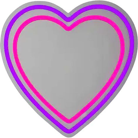 Luz led neón decorativa corazón - espejo, 33 x 2 x 32 cm
