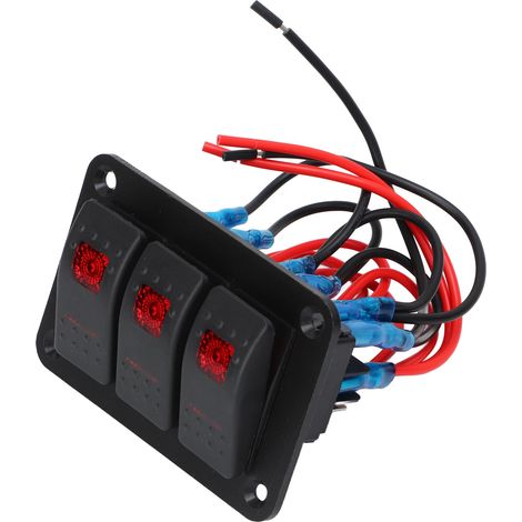 3-Positionen-Schalterfeld aus rotem, wasserdichtem und korrosionsbeständigem Material für Boote und Autos, DC12V 24V Schalter, wasserbeständige Leuchtbox. (1/5)