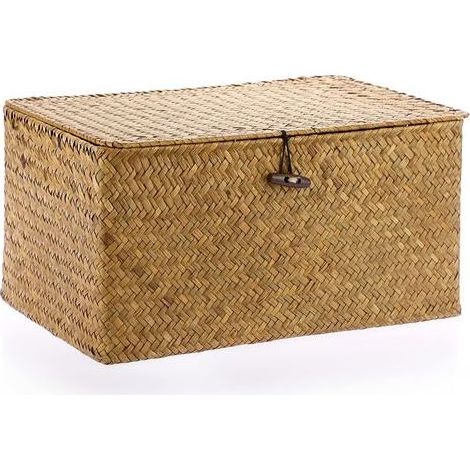 TAISHENGDA - Geflochtene Aufbewahrungsboxen aus Weide mit Deckel - Natürliche Seegras-Karamellbonbons (XL, 36 x 24 x 18 cm) (1/5)