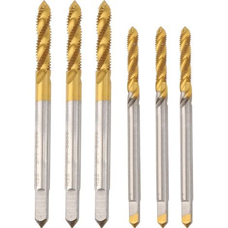 3-teiliges Gewindebohrer-Set, Handwerkzeug, Zubehör, Hardware, Hochgeschwindigkeitsstahl, M3, M4, Gold, Silber (1/5)