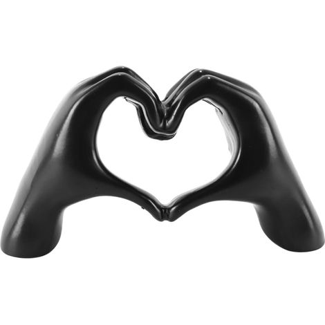Petite Sculpture décorative en Forme de Mains en Forme de cœur, idéale pour Le Salon, la Chambre, Une étagère, Une Table Basse, Un Mariage, Noël ou Un Anniversaire (Noir) (1/5)