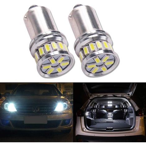 BAX9S H6W LED Bulbs High Power 20 LED SMD3014 880LM Bright with Canbus Error Free for Indoor Reading Light and Indicator Only, 6000K White, 2 Pack (1/5)