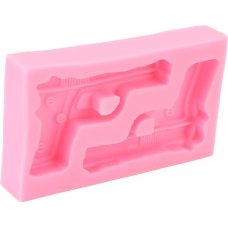 Moules en silicone forme pistolet 3D pour gâteau chocolat bonbons loisirs créatifs rose (1/5)