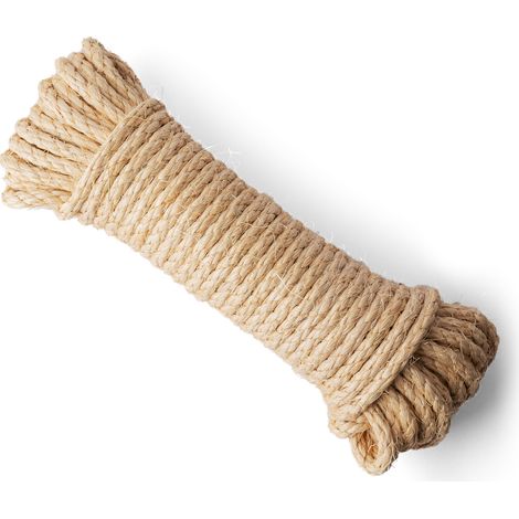 SNURO Corde Sisal (10 mm, 20 m) pour Arbre à Chat ou Griffoir pour Animaux et Décoration - Corde Sisal 100 % Naturel de la Plante Agave - Diamètre 10 mm
