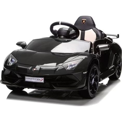 GARVEE Lamborghini Kinderauto Elektroauto 12V, Kinder Elektroauto mit Fernbedienung, LED Scheinwerfer, Musik, Federung, 2 Fahrmodi, Geschenk für Jungen Mädchen 3-8 Jahre, Schwarz (1/5)