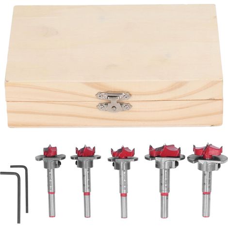 Set mit 5 verstellbaren Forstner-Holzbohrern, Wolframstahl, Titanbeschichtung, Bohrkapazität 15 mm bis 35 mm (1/5)