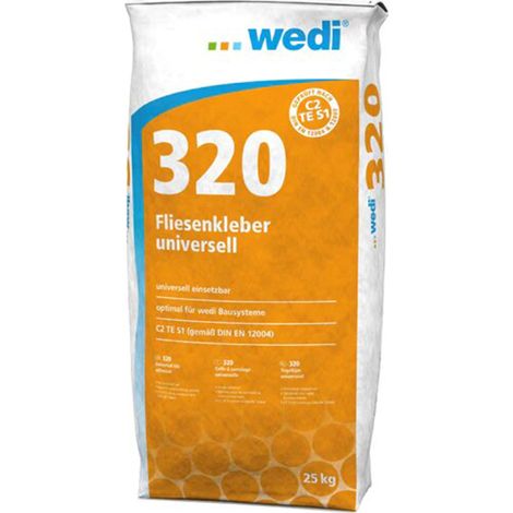 Wedi – Colle universelle pour carrelage 25kg – Mortier élastique en couche mince – Résistant au gel et étanche – Pour carrelage intérieur (1/4)