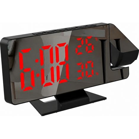 Réveil projecteur pour chambre, grand réveil numérique avec projecteur à 180°, format 12/24 h, port de chargement USB (1/5)