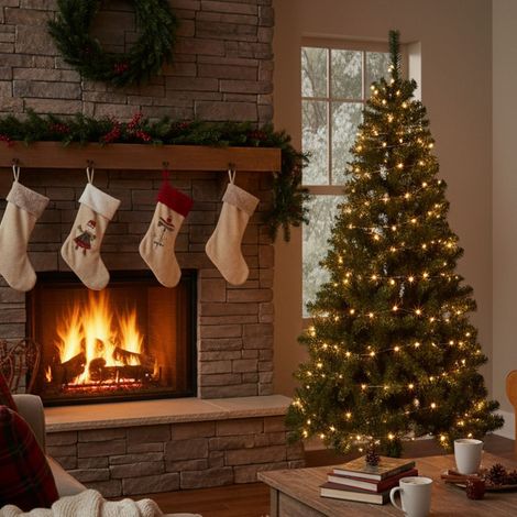 Weihnachtsbaum Caresana, 948 Äste, Einzelner Astöffnung Made in Italy, Inklusive Ständer, 200 cm Grün (1/3)