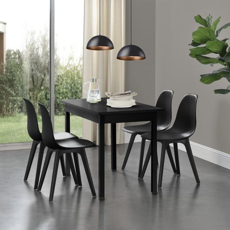 Set de 6 sillas de comedor Brevik diseño nórdico plástico 83 x 54 x 48 cm  - Gris y Negro [en.casa] 58616406 (1/5)