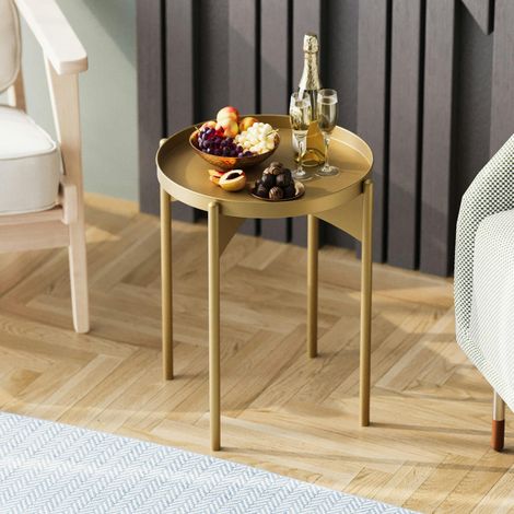 Petite table ronde dorée design & plateau assorti SFAX (1/5)